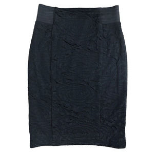 Bar III Women's Textured Pencil Skirt High Rise Size S Black